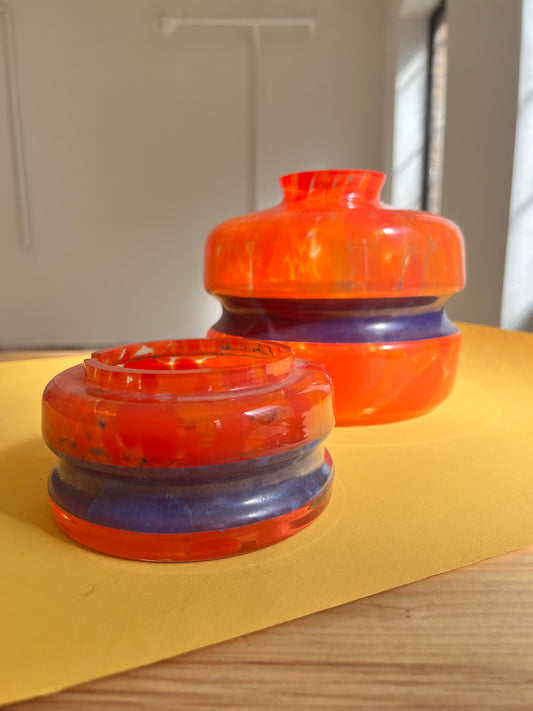 Set: Vase und Aschenbecher orange 70er
