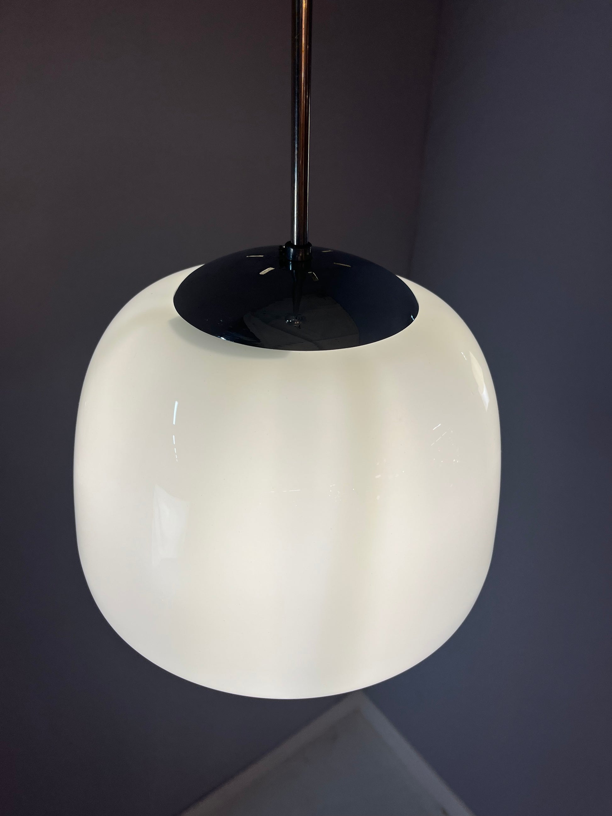 Hängelampe Opalglas Chrom