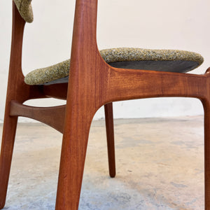 Polsterstuhl grün Teak neu gepolstert von Erik Buch