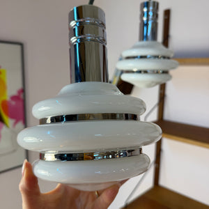 Hängelampe weiß Chrom Glas