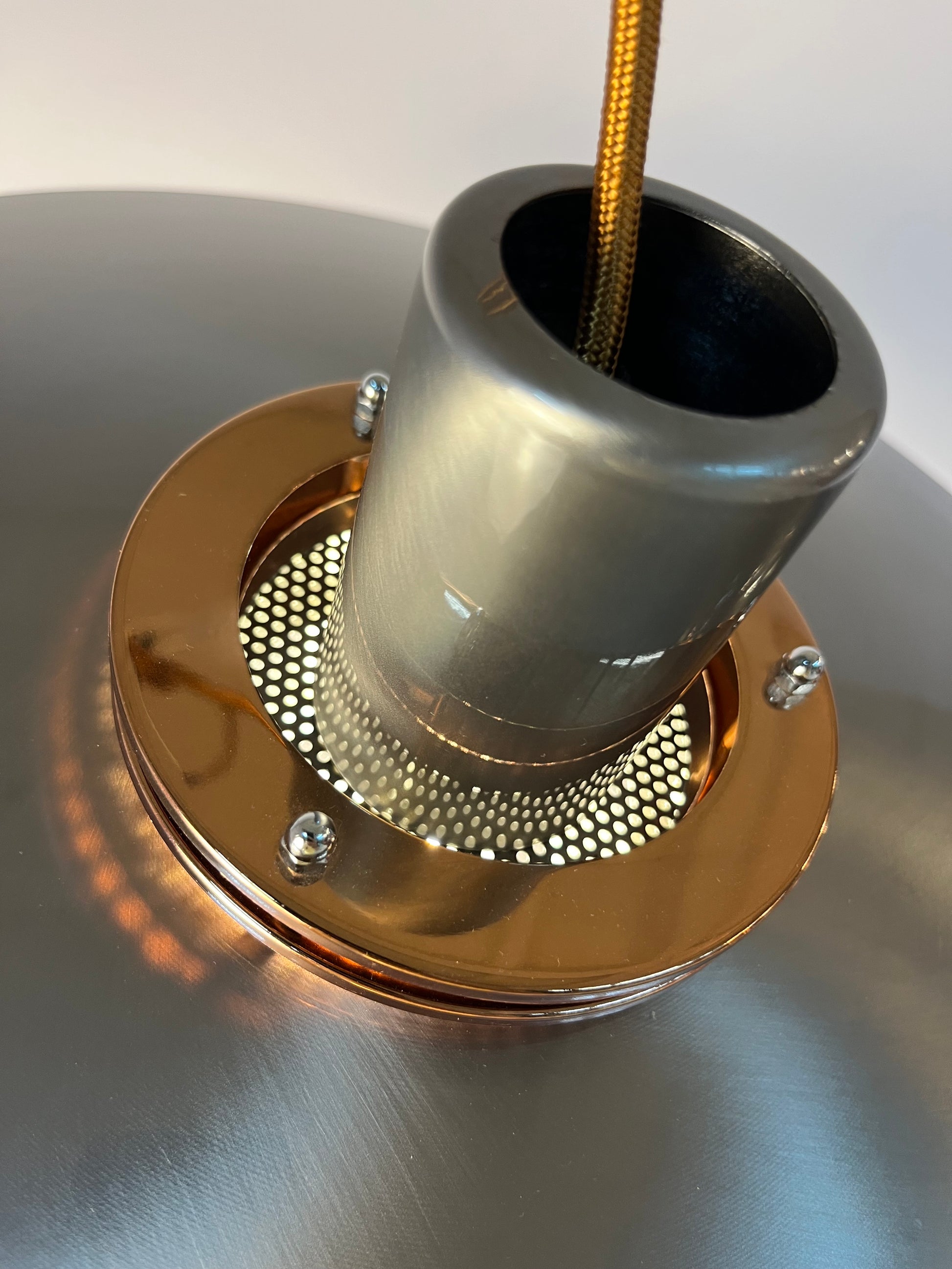 Große Lamellenlampe Leto silber kupfer von Top Lamper