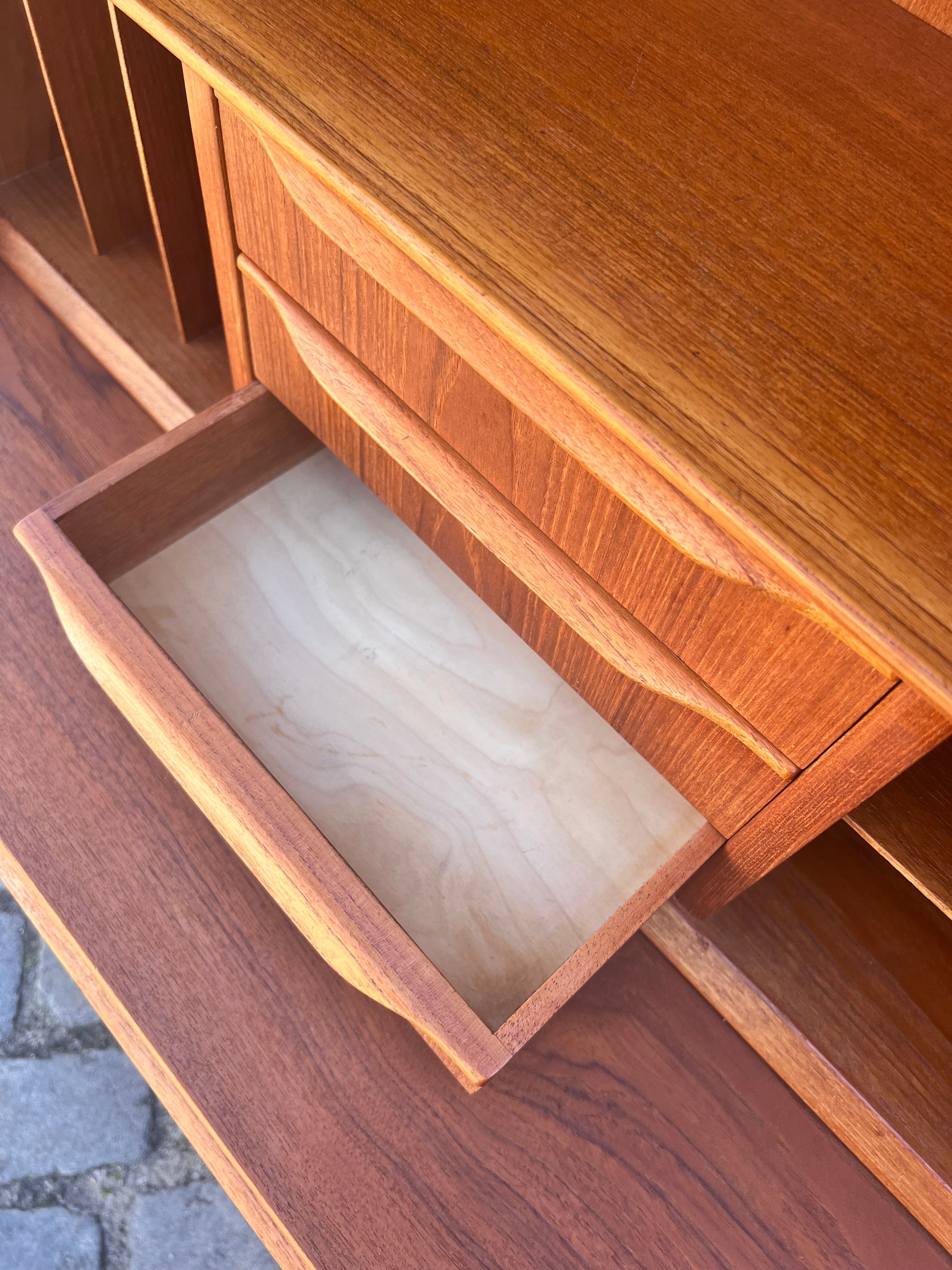 Bücherregal Teak mit Sekretär & Ausziehplatte aus Dänemark