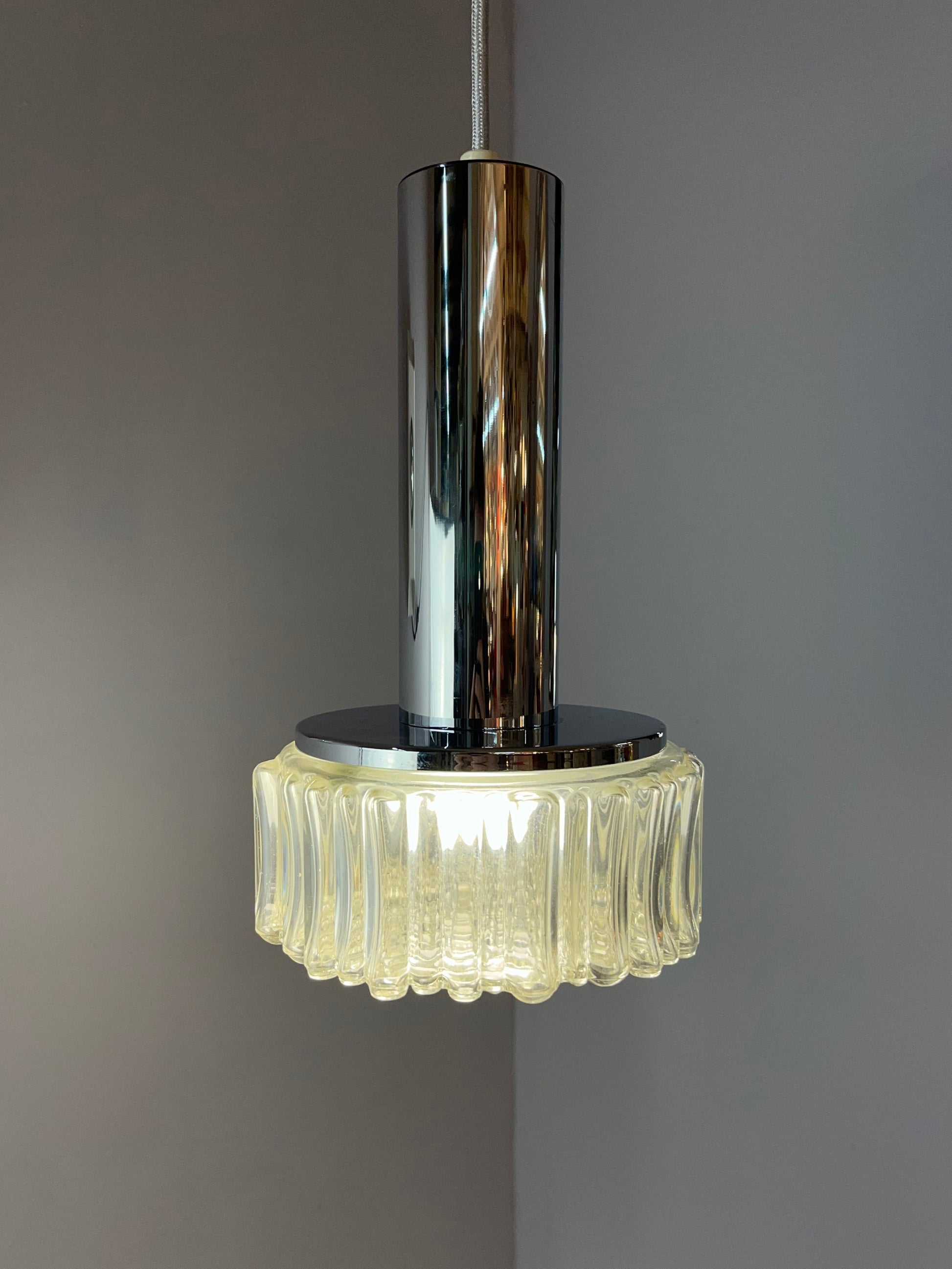 Pendelleuchte Modell P105 Klarglas Chrom von STAFF
