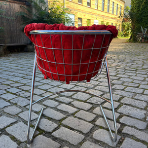 Freischwinger Chrom mit Samtkissen von Gastone Rinaldi