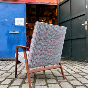 Ruster Lounge Chair neu gepolstert von Yngve Ekström für Swedese