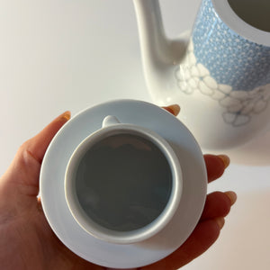 Kaffeekanne Kiruna Garden weiß blau von Tapio Wirkkala für Thomas