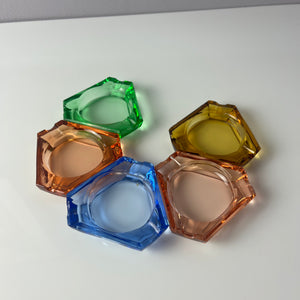 Set: 5 Aschenbecher pastell Glas