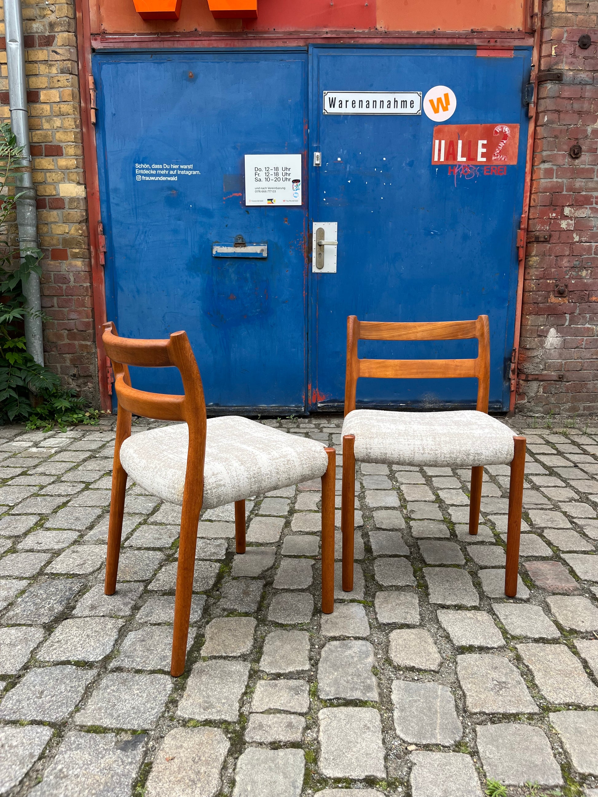 Polsterstuhl hellgrau Teak von J.L. Møller