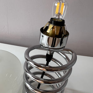 Spiral-Tischlampe Glas & Chrom Ingo Maurer für HONSEL
