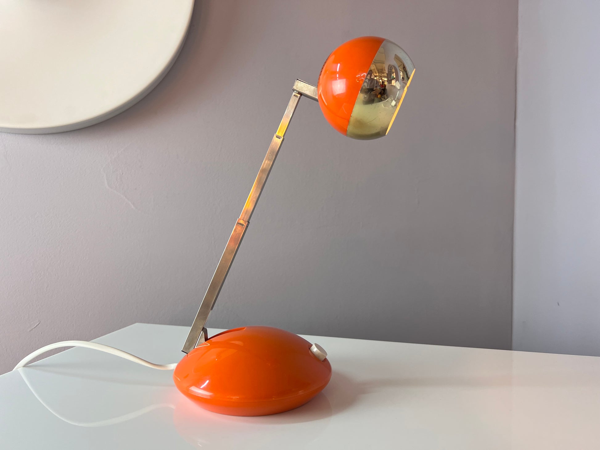 Schreibtischlampe orange mit Teleskoparm von Eichhoff Werke
