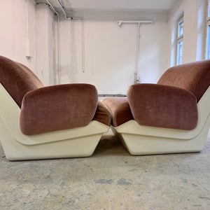 Modularer Schalensessel rosa Samt & Kunststoff