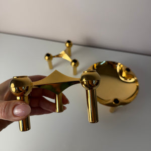 Set: 2 Kerzenständer und 1 Schale gold von Stoff & Nagel