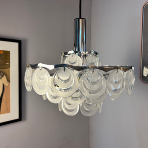 Hängelampe mit Scheiben silber weiß Acrylglas Metall