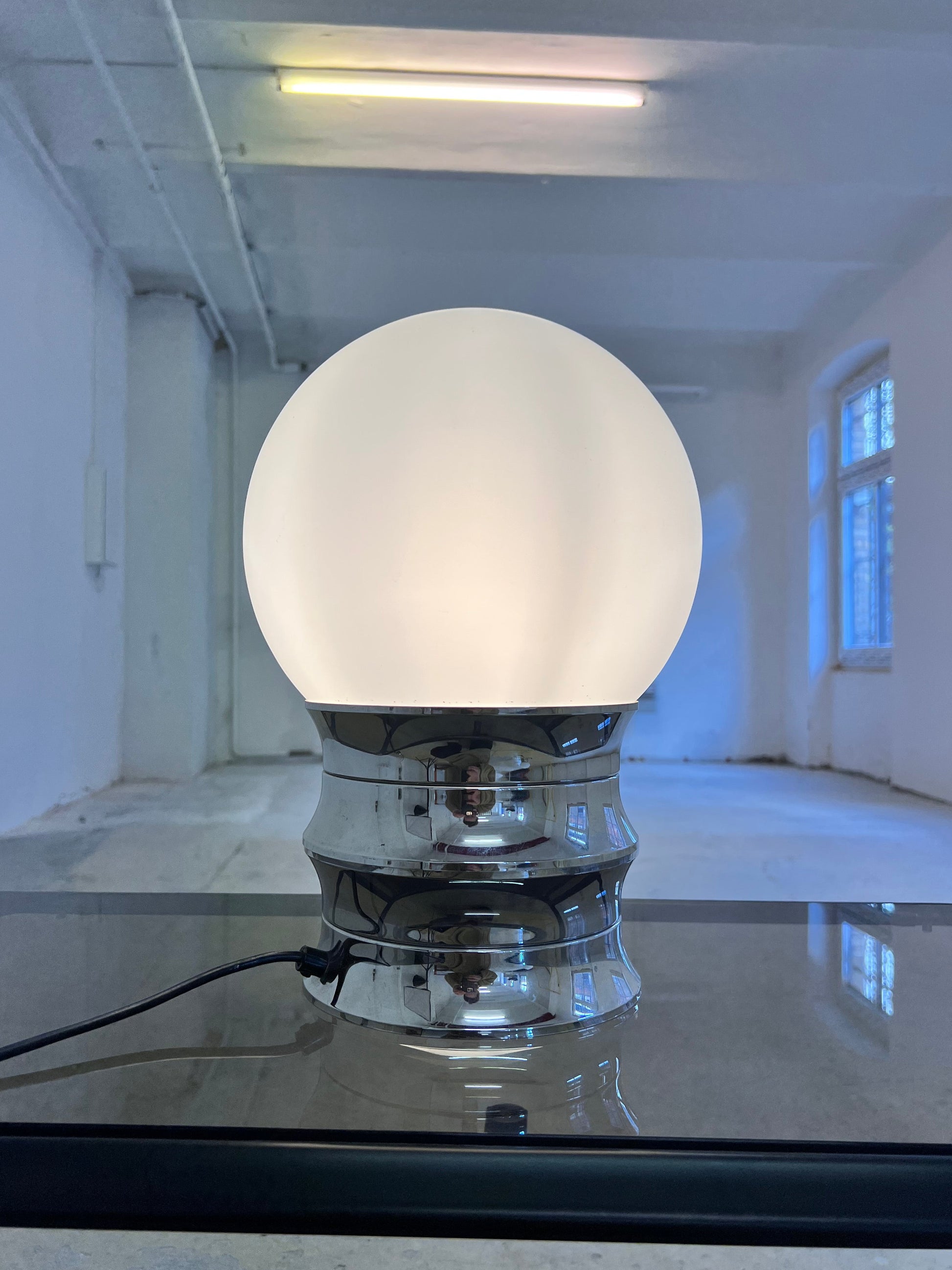 Tischlampe Chrom Opalglas VEB NARVA
