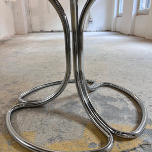 Runder Esstisch Rauchglas & Chrom von Gastone Rinaldi für Rima