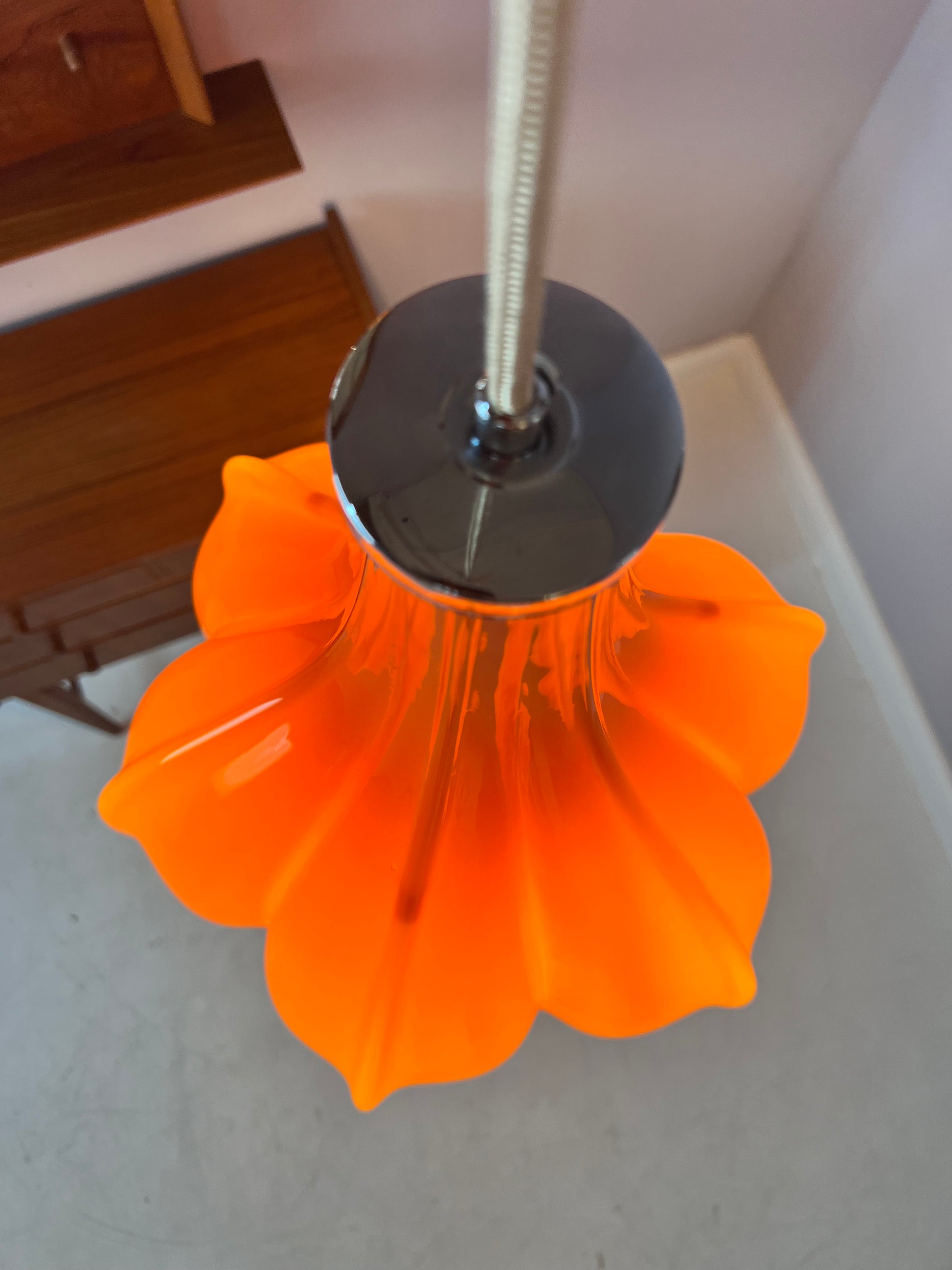 Blumenlampe orange Glas von Peill & Putzler
