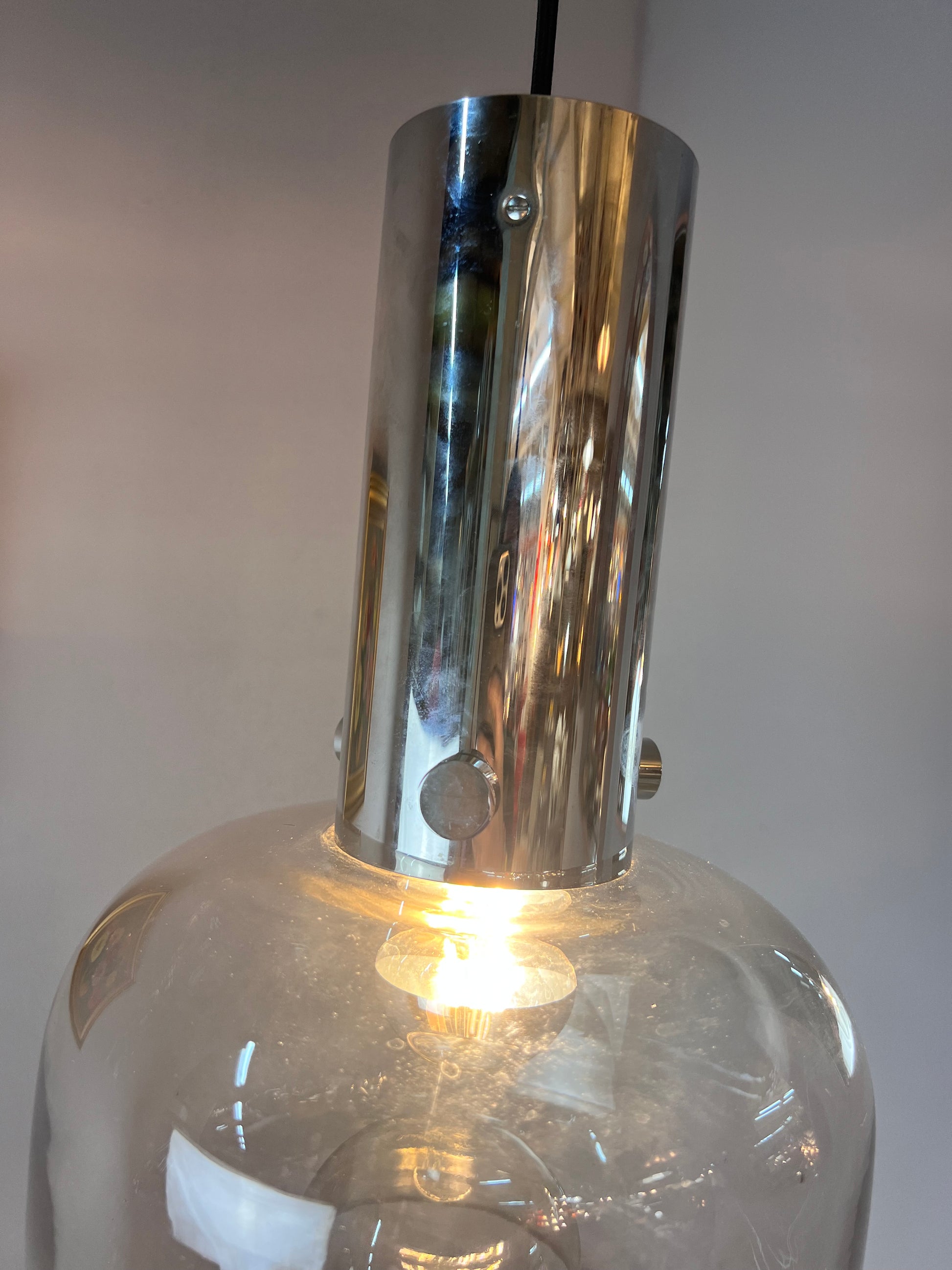 Hänge- oder Deckenlampe Glas Chrom von Glashütte Limburg