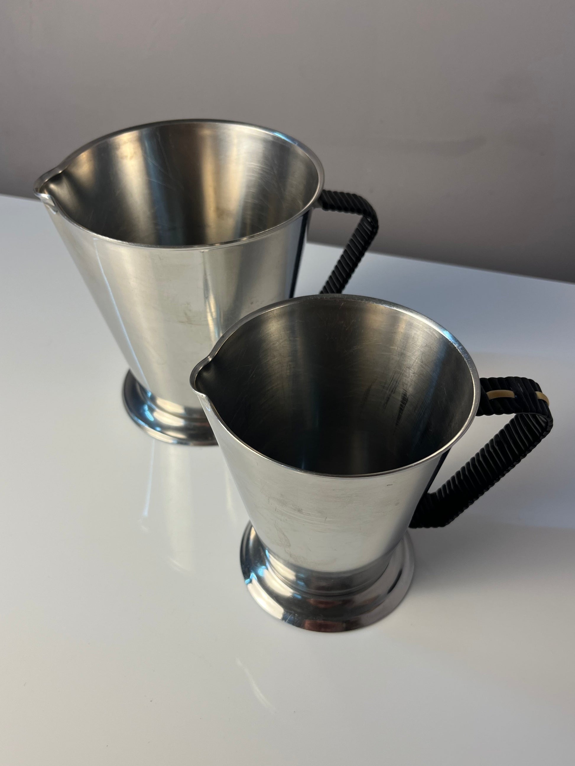 Set: 2x Kanne Edelstahl mit Webgriff aus Dänemark