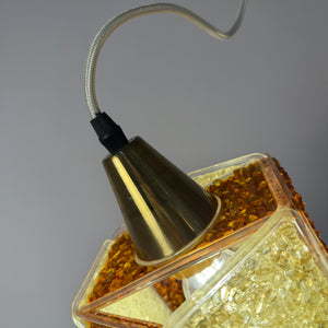 Hängelampe Hexagon braun weiß Acrylglas in Granitoptik von Roland Konst