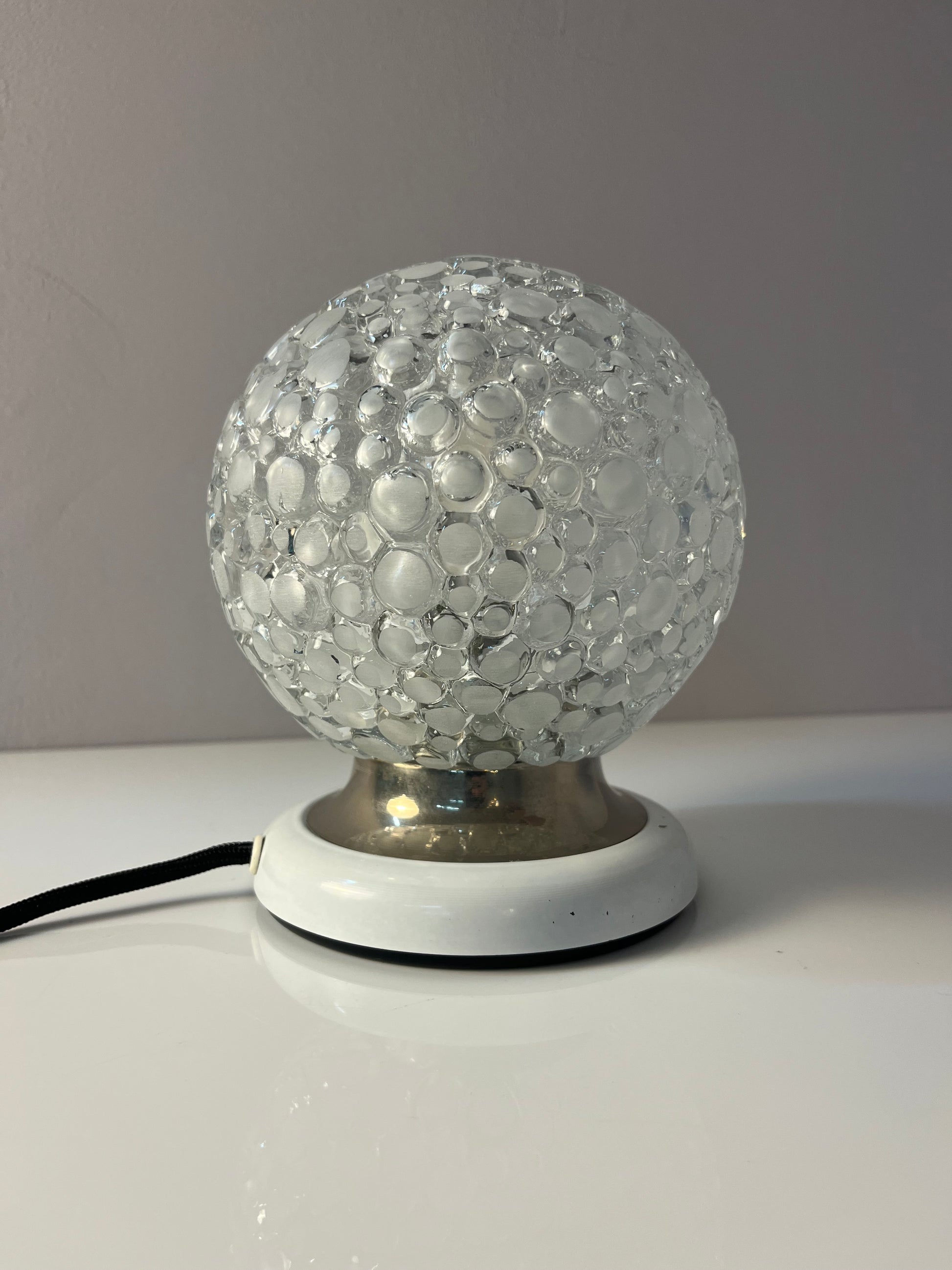 Kugel-Tischlampe weiß Strukturglas