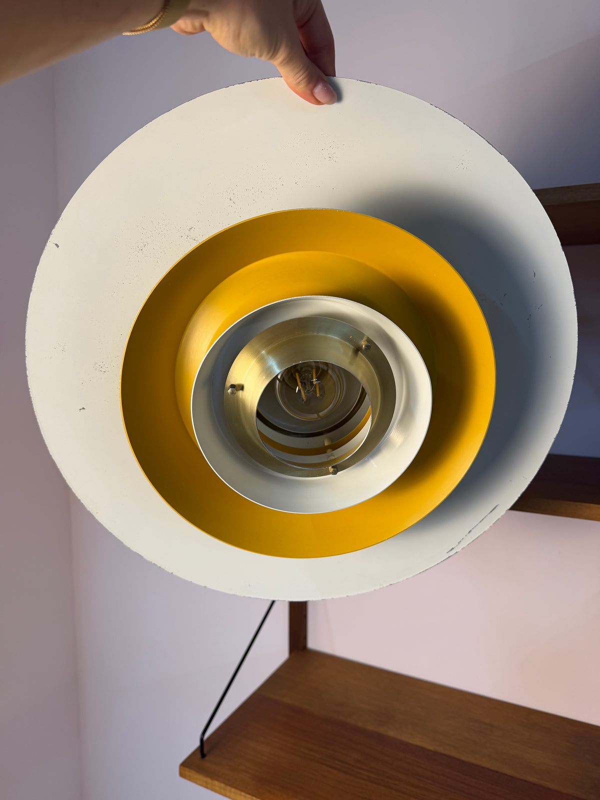 Lamellenlampe gold gelb von Bent Nordsted für Lyskær
