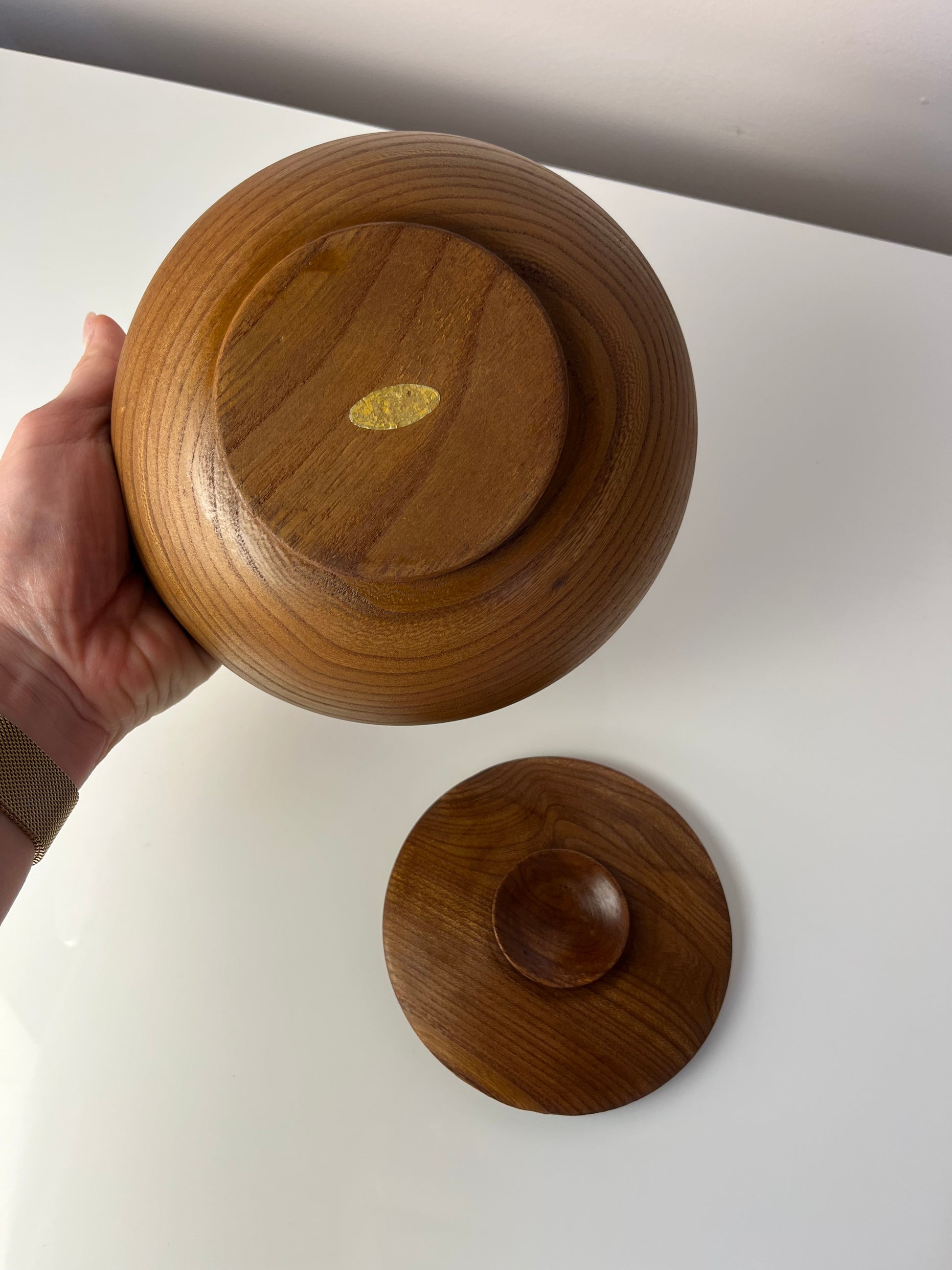 Dose Teak mit Deckel aus Dänemark