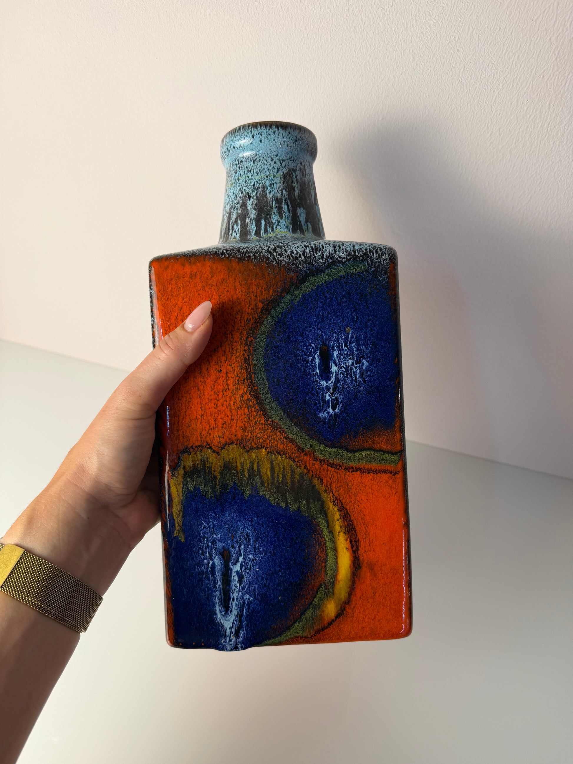 Vase 281-30 Fat Lava blau rot von on Scheurich West Germany