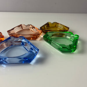 Set: 5 Aschenbecher pastell Glas