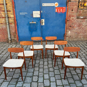 Set: 6x Polsterstuhl beige Teak von Casala