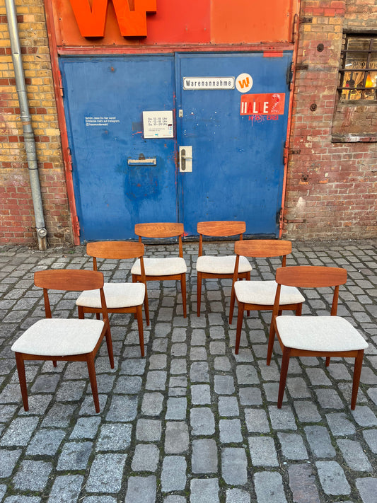 Set: 6x Polsterstuhl beige Teak von Casala