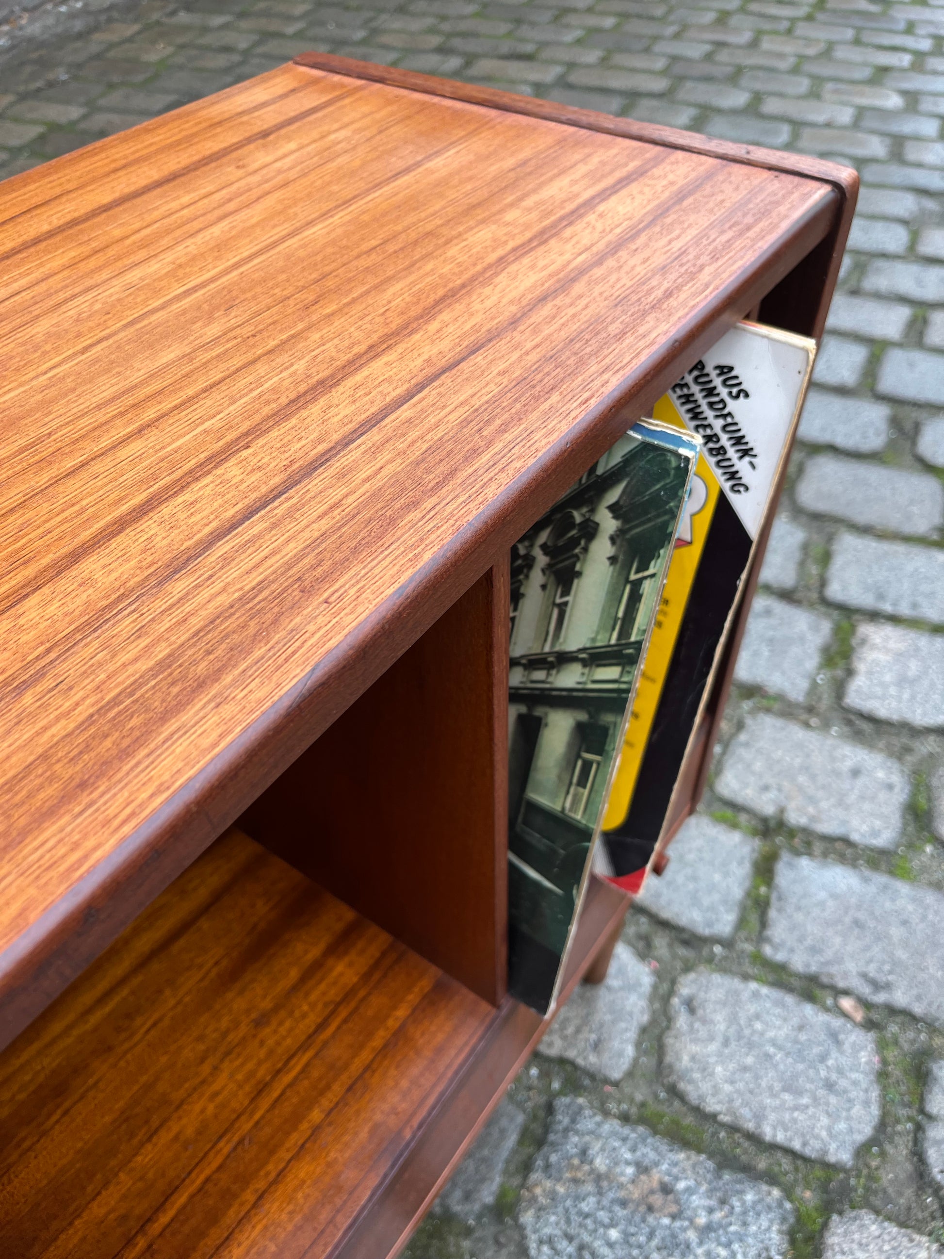 Schalplatten Regal Teak mit Schublade