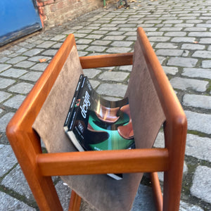 Zeitungsständer Teak Echtleder mit einem Fach von Aksel Kjersgaard für Salin Møbler