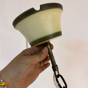 Hängelampe creme grün Keramik mit Kette & Baldachin