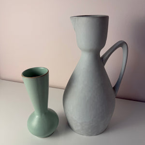 Set: Vase und Karaffe mintgrün weiß Keramik aus Westdeutschland