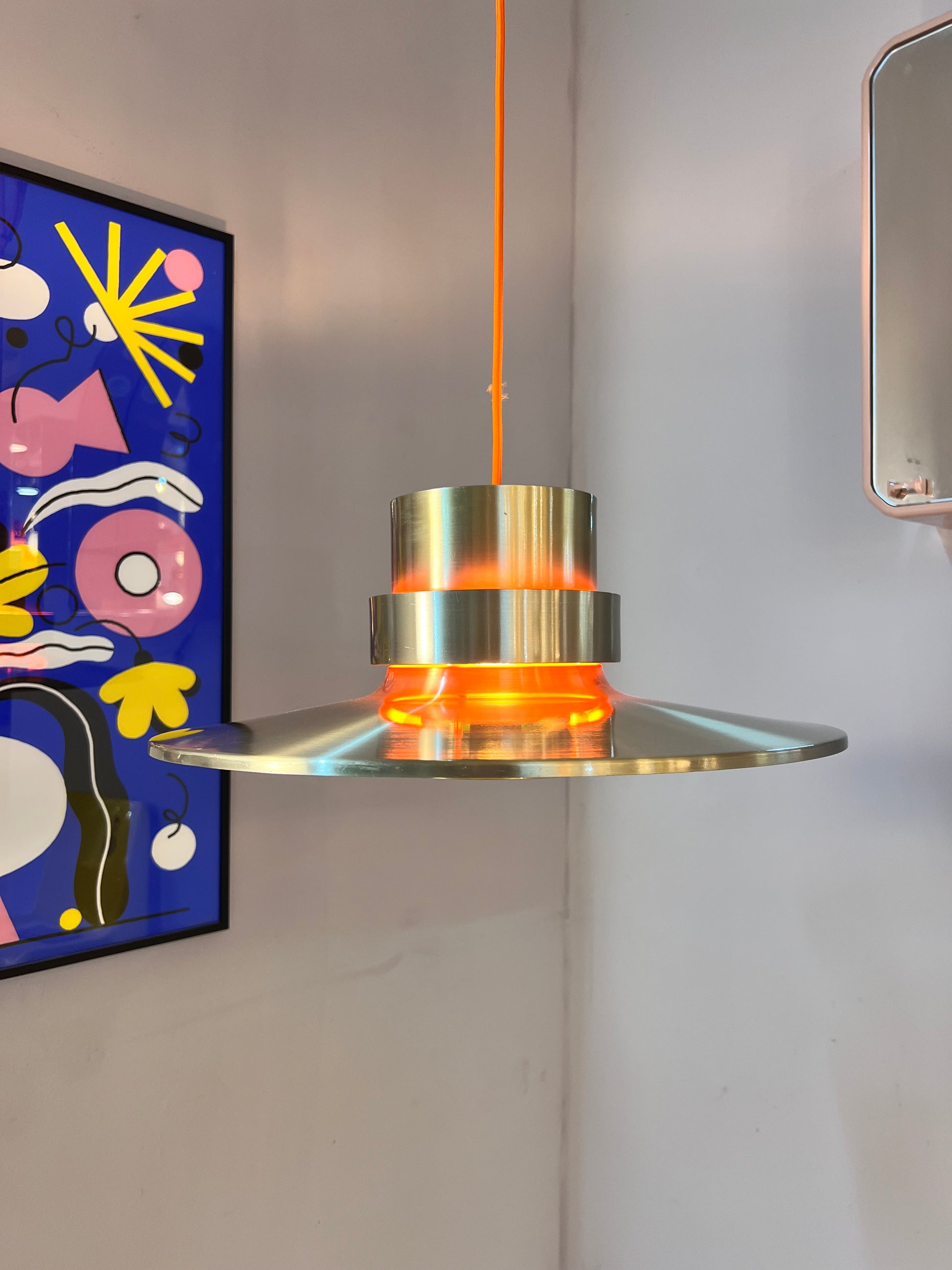 Lamellenlampe Trava grün orange von Carl Thore für Granhaga