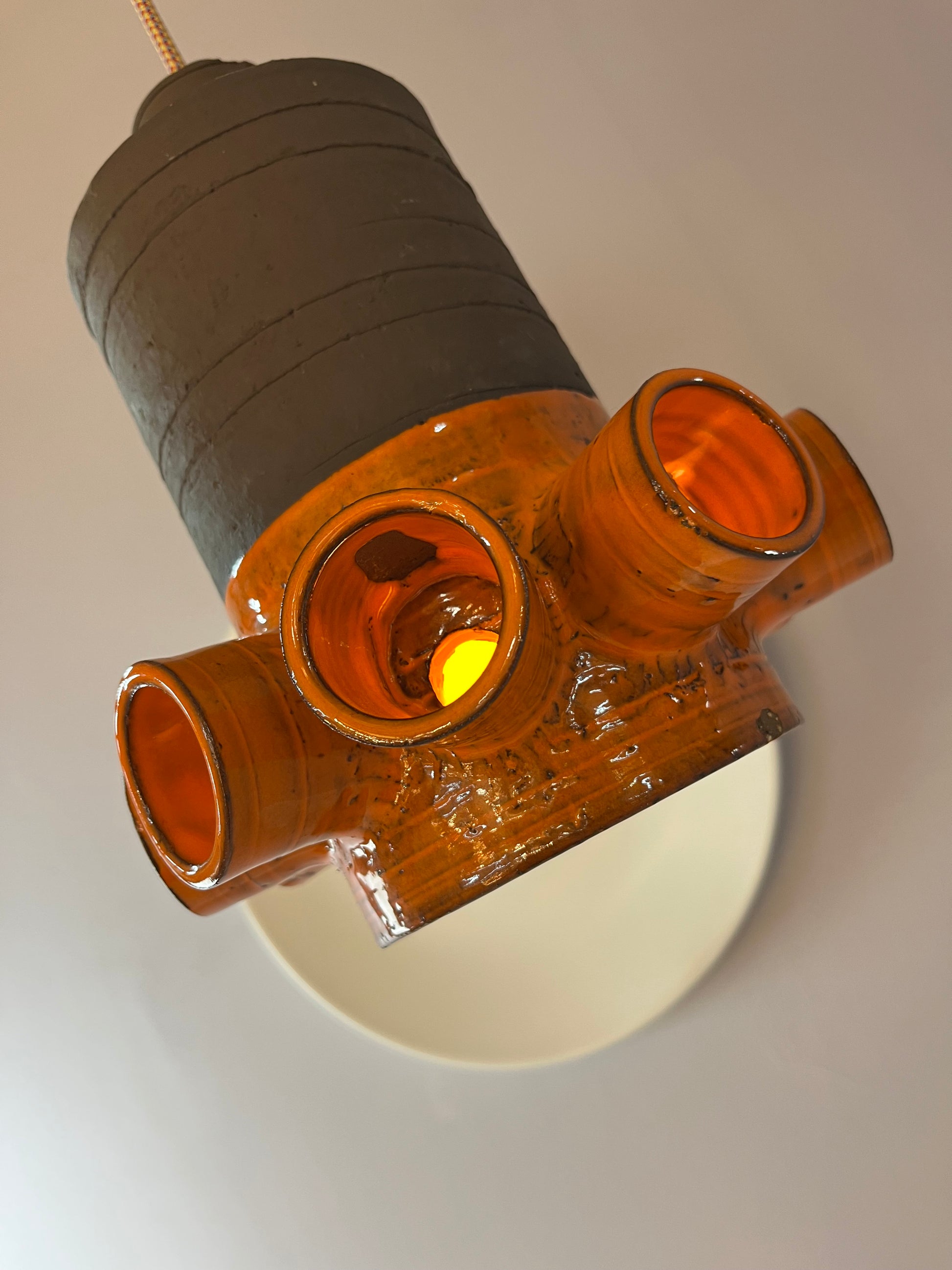 Hängelampe orange braun Keramik
