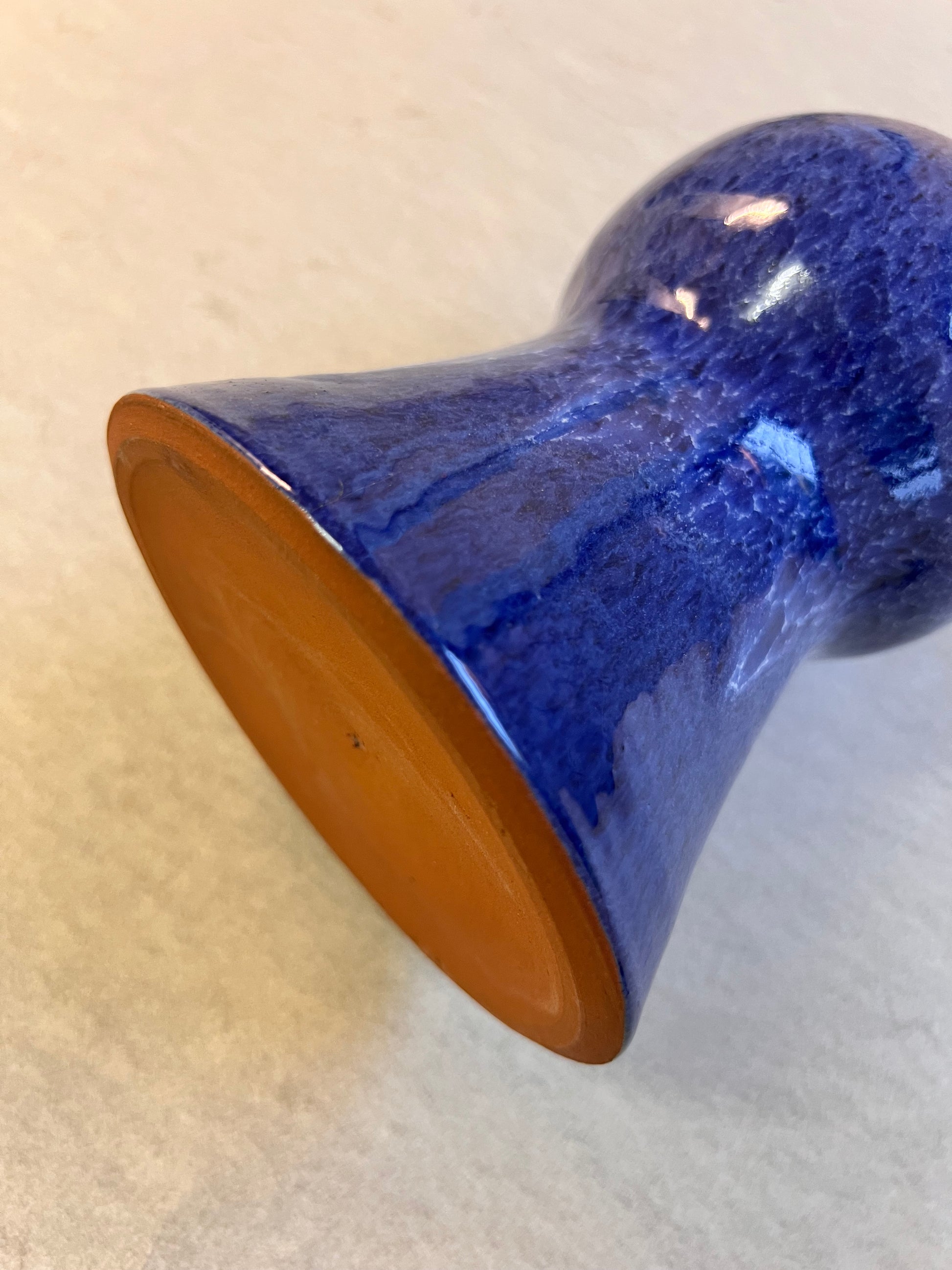 Vase blau Keramik von VEB Töpferhof Römhild DDR