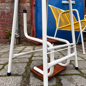 Tritthocker weiß Teak mit Klappleiter