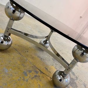 Couchtisch Chrom & Rauchglas 70er Space Age Design