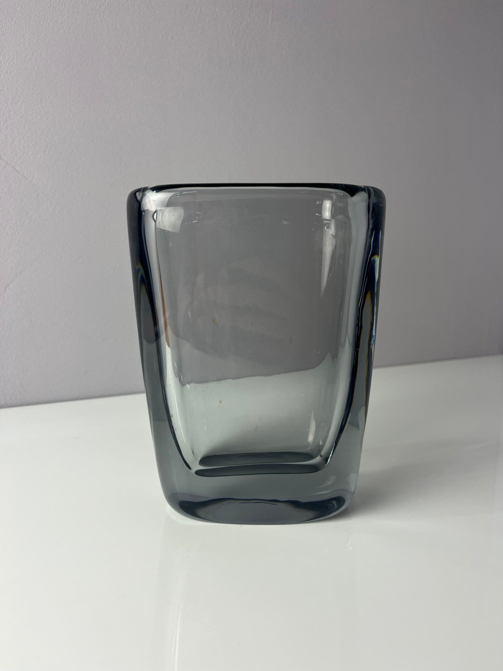 Vase blaugrau Glas von Nils Landberg für Orrefors
