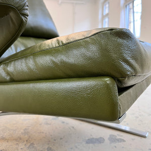 Swing Chair grün Echtleder Chrom von Reinhold Adolf & Hans Jürgen Schröpfer für COR