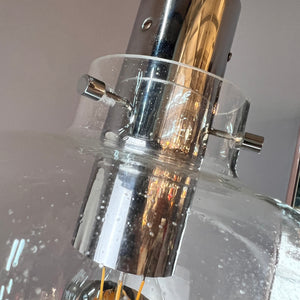 Hängelampe Glas Chrom von Glashütte Limburg