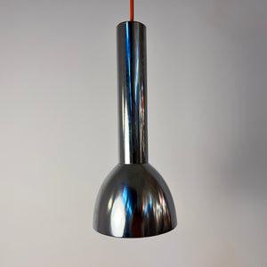 Spotlampe Chrom mit orangem Akzentschirm