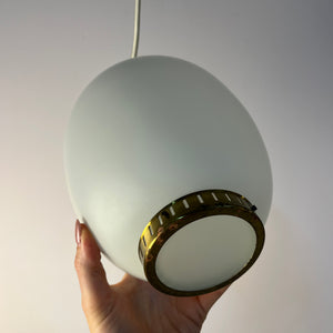 Hängelampe Kina Opalglas Messing von Bent Karlby für Lyfa