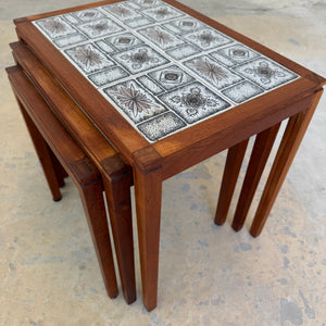 Set: 3 Satztische Teak & Fliesen aus Dänemark