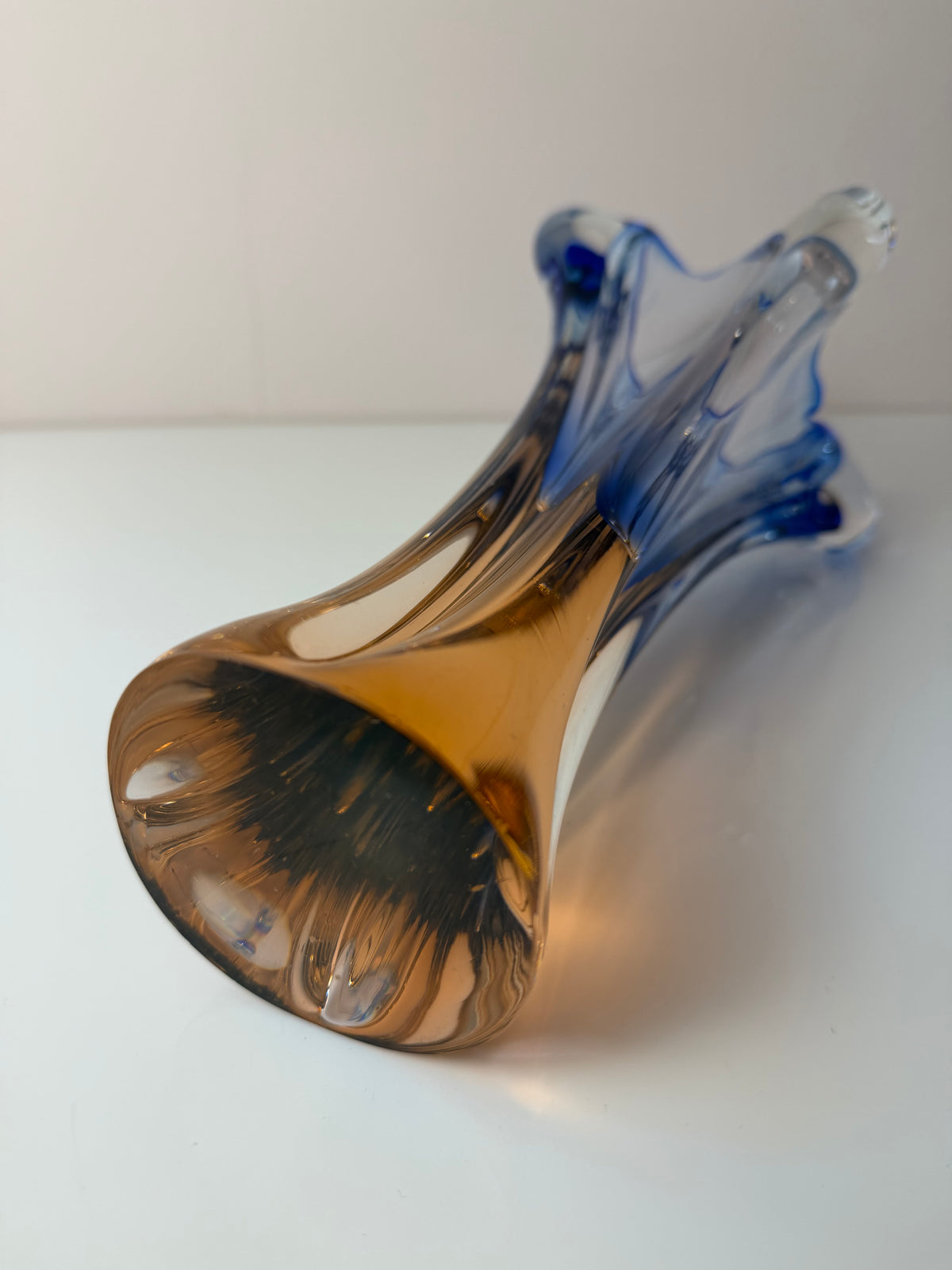 Vase hellblau Glas von Josef Hospodka für Chřibská Sklárna