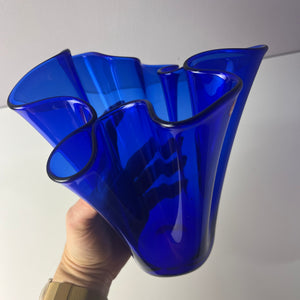 Vase Fazoletto blau Glas von Ancher Iversen