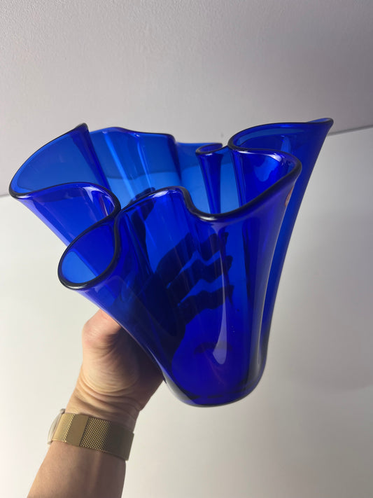 Vase Fazoletto blau Glas von Ancher Iversen