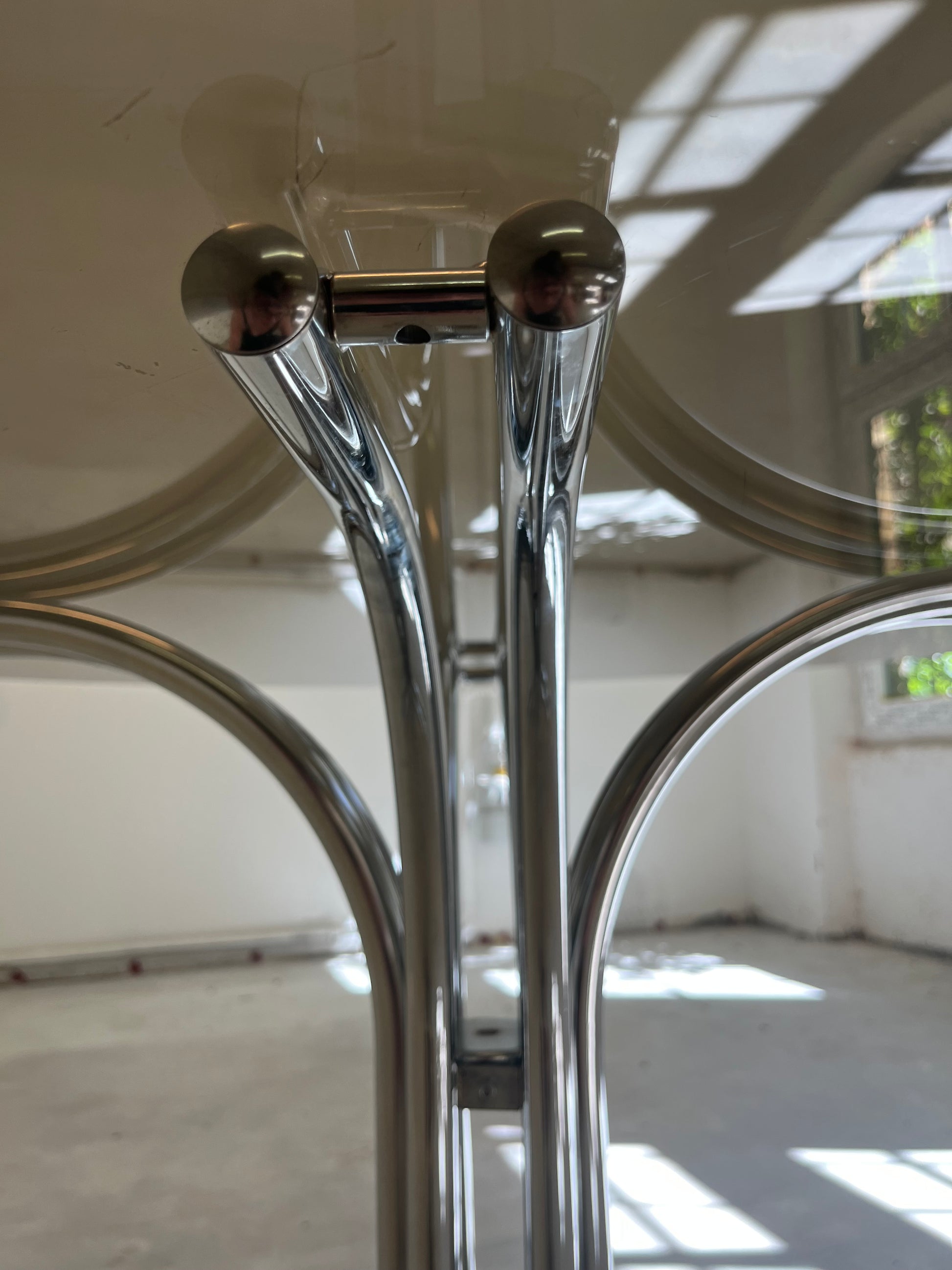Runder Esstisch Rauchglas Chrom - Standard Gestell