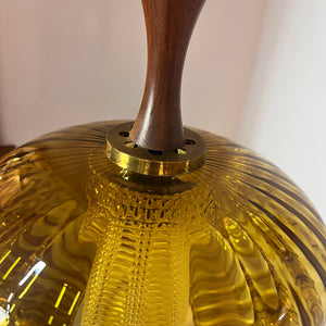 Hängelampe Glas und Teak aus Dänemark